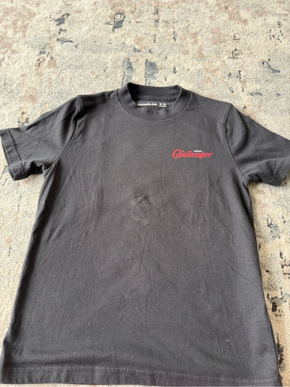abercrombie kids Black Tee with Red Challenger Script